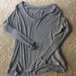 American Eagle gray ribbed loose long sleeve